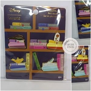 Loungefly Disney Princess Books Four Pin Set Tangled Cinderella Aladdin Belle